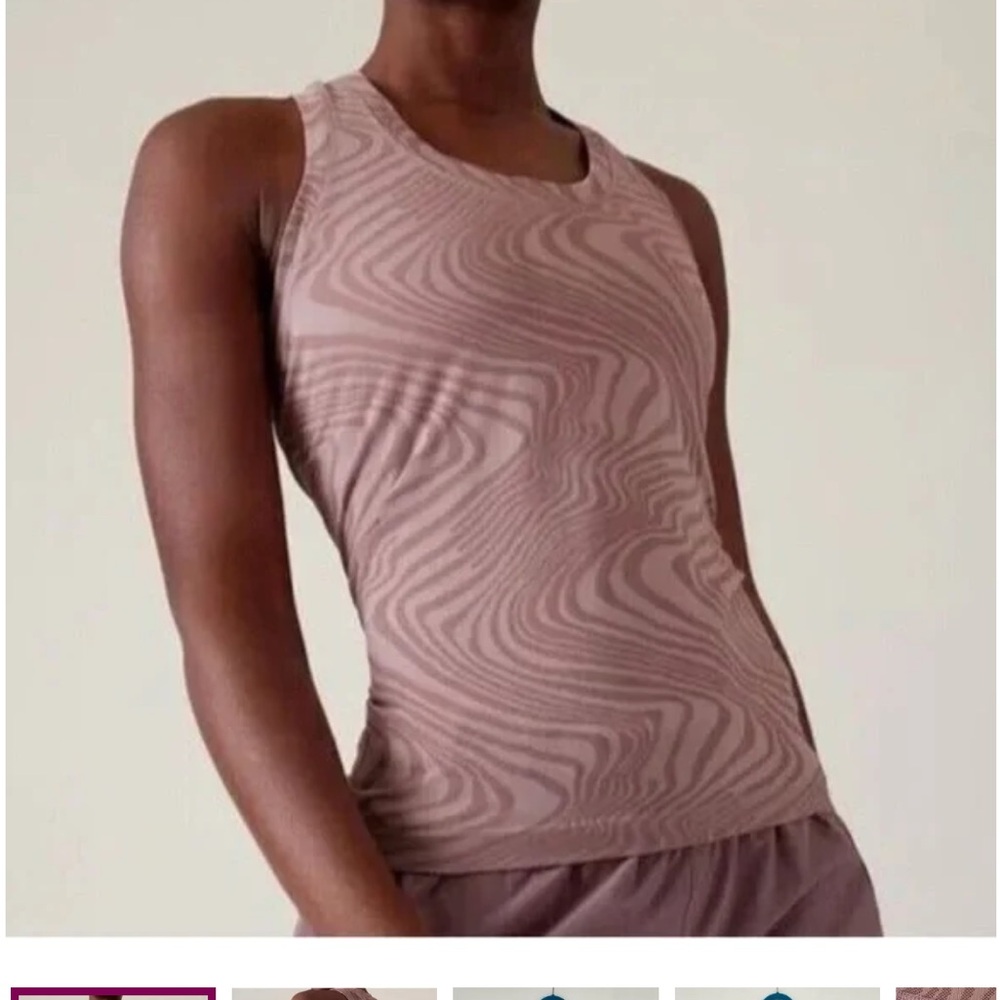 Athleta  Momentum Seamless Racerback Tank Top Mauve Marble Swirl Print